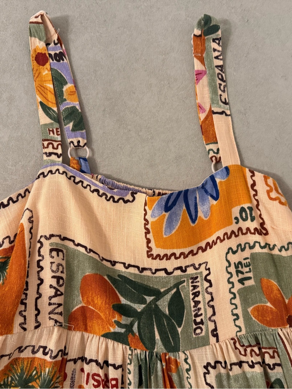 Paper Heart Anthropologie Linen Blend Floral Plant Stamped Maxi Dress Size S - Picture 14 of 17
